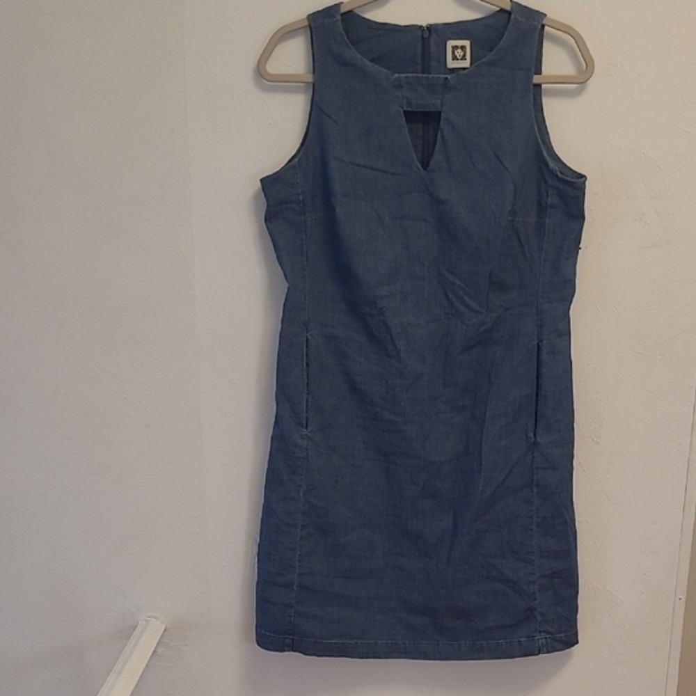 Anne Klein Denim Blue Cutout Mini Dress